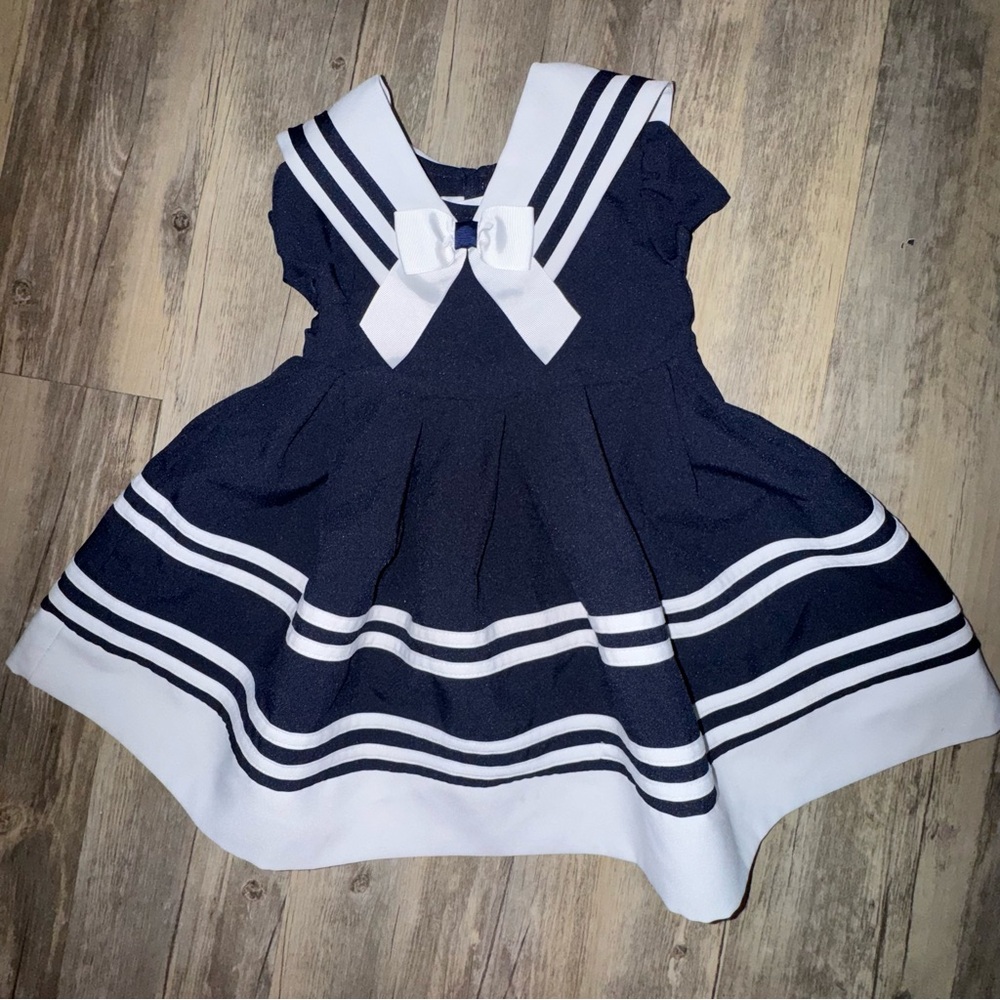 Bonnie Jean Classic Navy and White Kids Dress - Picture 6 of 10